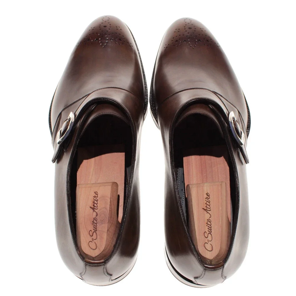 Di Bianco NWD Single Monk Strap Dress Shoes Size 9 US in Brown Leather